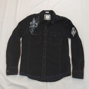 BKE Shirt Slim Fit Black Pearl Snap Button